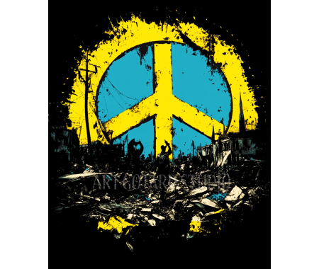 Koszulka Peace yellow 100% bawełna luźna koszulka, pacyfka